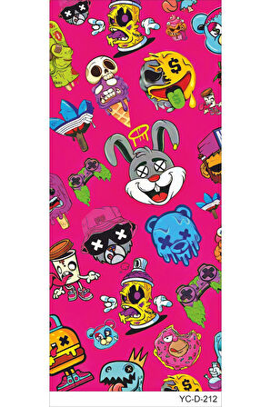 Araç Kapı Direk Kaplama Folyosu Desenli (Sağ Sol Takım) (2 Adet) - 22x50 Cm