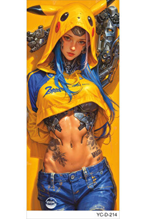 Araç Kapı Direk Kaplama Folyosu Kız Desenli (Sağ Sol Takım) (2 Adet) - 22x50 Cm