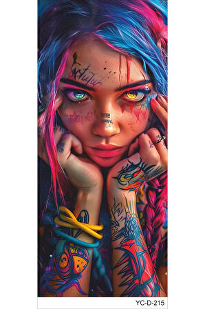 Araç Kapı Direk Kaplama Folyosu KIZ Desenli (Sağ Sol Takım) (2 Adet) - 22x50 Cm