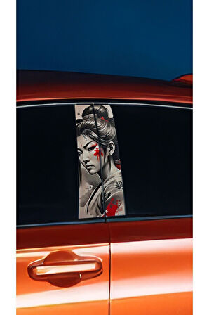 Araç Kapı Direk Kaplama Folyosu Samuray Kız Desenli (SAĞ SOL TAKIM) (2 ADET) - 22x50 Cm