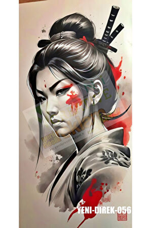 Araç Kapı Direk Kaplama Folyosu Samuray Kız Desenli (SAĞ SOL TAKIM) (2 ADET) - 22x50 Cm