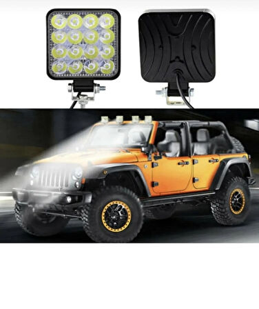 Point Off Road Sis Farı Çalışma Lambası 16 Led Kare Su Geçirmez 48w