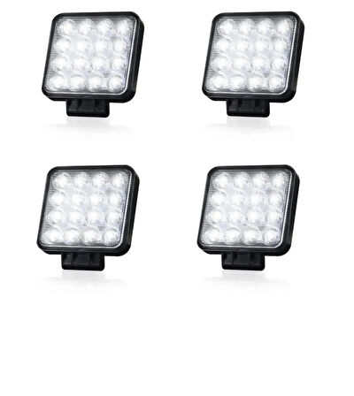 Point Off Road Sis Farı Çalışma Lambası 16 Led Kare Su Geçirmez 48w 4 Adet