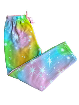 Kadın Desenli Yumuşak Polar Kışlık Pijama Eşofman Tek Alt