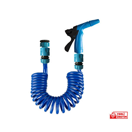 Plasyay Spiral Veranda Balkon Araç Yıkama Bahçe Sulama Musluk Adaptörlü Ve Yeni Tetik Başlıklı Siyah İnci Setler 3.5 Metre