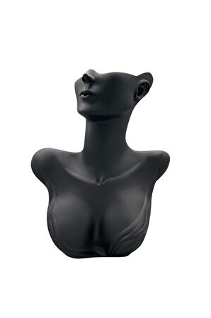 Yerli Üretim Polyester Malzeme Siyah Renk 33 / 26 cm Takı Sergileme Mankeni