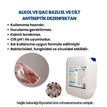 Bioxi® Alkol Ve Qac Bazlı El ve Cilt Antiseptik Dezenfektan 20 LT