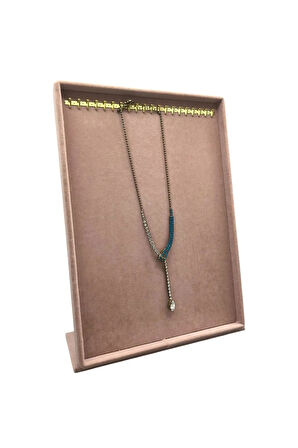 Süet Kumaş Tırnaklı Pembe Renk 34/24 Cm Ayaklı Tesbih Takı Stand