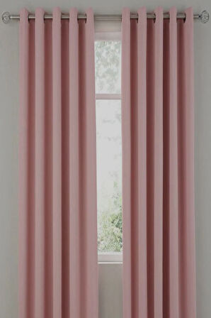 Pembe Rustik Perde Kuşgözü Halkalı Boru Halka Dekoring Perde