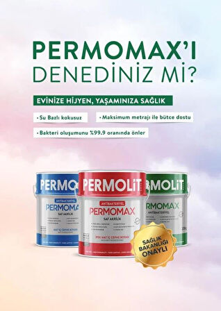 Permolit Permomax Su Bazlı Antibakteriyel Tavan Boyası BEYAZ 3.5 Kg.