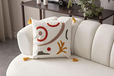 Bohem Nakışlı Punch Kırlent Kılıfı – 43x43 cm Dekoratif Yastık Kılıfı