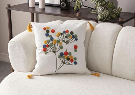 Bohem Nakışlı Punch Kırlent Kılıfı – 43x43 cm Dekoratif Yastık Kılıfı