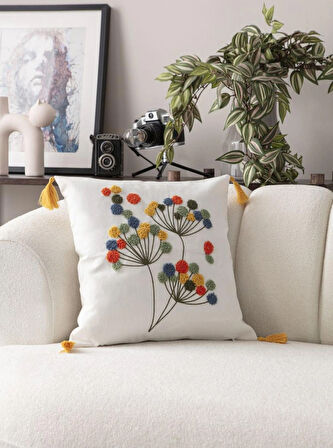 Bohem Nakışlı Punch Kırlent Kılıfı – 43x43 cm Dekoratif Yastık Kılıfı