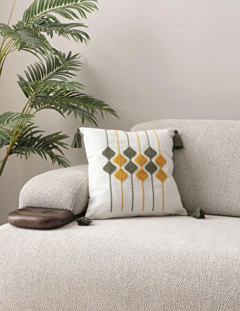 Bohem Nakışlı Punch Kırlent Kılıfı – 43x43 cm Dekoratif Yastık Kılıfı
