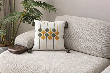 Bohem Nakışlı Punch Kırlent Kılıfı – 43x43 cm Dekoratif Yastık Kılıfı