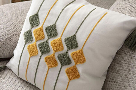 Bohem Nakışlı Punch Kırlent Kılıfı – 43x43 cm Dekoratif Yastık Kılıfı