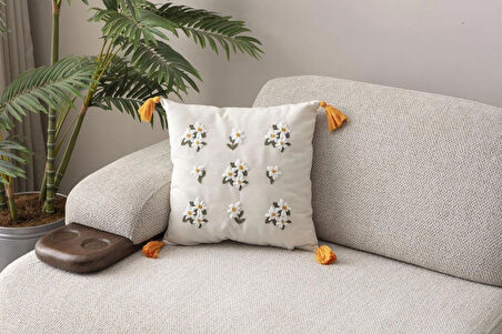 Bohem Nakışlı Punch Kırlent Kılıfı – 43x43 cm Dekoratif Yastık Kılıfı