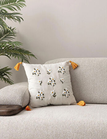 Bohem Nakışlı Punch Kırlent Kılıfı – 43x43 cm Dekoratif Yastık Kılıfı