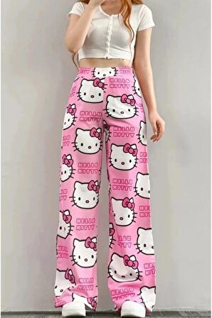 Pembe Hello Kitty Cat Bol Paça Eşofman Altı