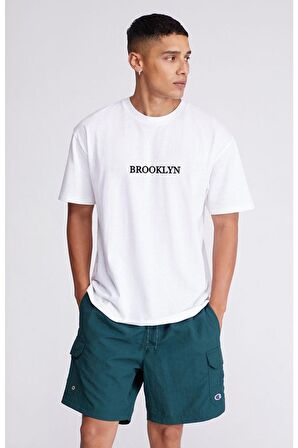 Brooklyn Baskılı Oversize Unisex Fit Bisiklet Yaka Kısa Kollu 2'li Pamuklu Penye Tişört