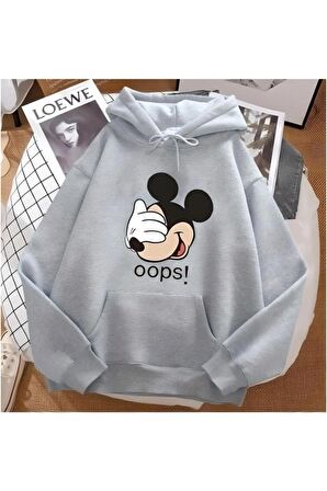 Baskılı Unisex Kanguru Cepli Kapüşonlu Sweatshirt