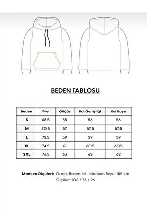 Baskılı Unisex Kanguru Cepli Kapüşonlu Sweatshirt