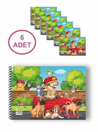6 Adet Resim Defteri, Spiralli Resim Defteri,15 Yaprak, Küçük Resim Defteri,resim Defter