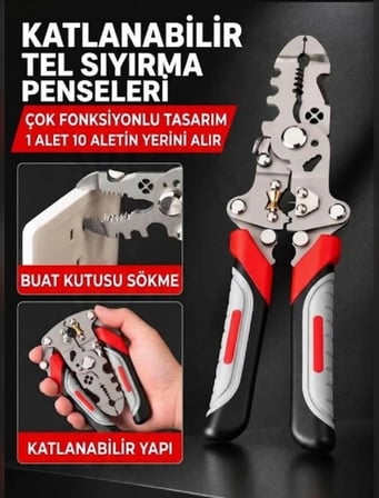 Çok Fonksiyonlu Katlanabilir Kablo Sıyırma ve Pense 0.8-2.6 mm KABLO aralığı 