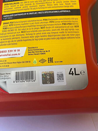 Petrol Ofisi 20W-50 LPG Uyumlu LPG'li Araçlara Özel Motor Yağı (01/2025 Üretim)