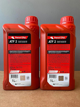 Petrol Ofisi (2 Adet) ATF 2 Kırmızı Renk 1 Litre Direksiyon ATF Yağı (10/2025 Üretim) (2 ADET)