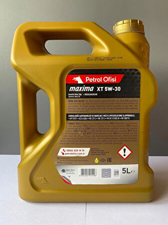 Petrol Ofisi Maxima XT 5W-30 5 Litre Sentetik Motor Yağı (07/2025 Üretim)