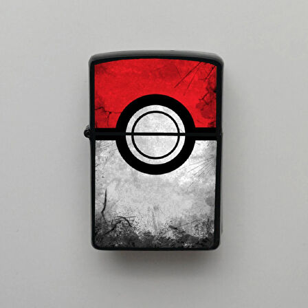 Pokemon Poke Topu Benzinli Siyah Çakmak - Hediyelik