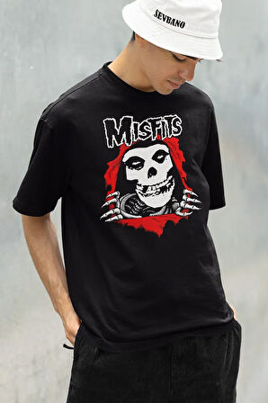 Misfits Baskılı Unisex Oversize Rock Metal Tişört