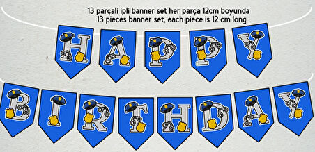 33 Parça Polis ve Polis Arabası Konsept Dev Set Doğum Günü Süsü Banner Pasta Kürdanı Cupcake Kürdanı