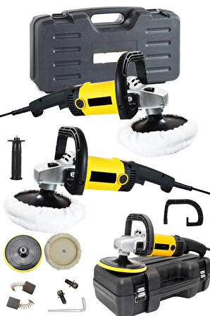 Bakır Sargı Yüksek Motor Gücü Devir Ayarlı Polisaj Zımpara Cila Pasta Cila Makinesi 180mm Çantalı