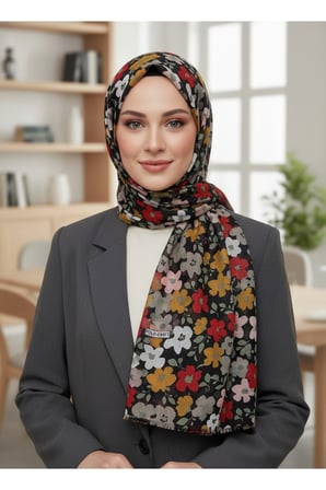 Çiçek Desenli Pamuk Eşarp– Yazlık Hafif Soft Renkli Günlük Tesettür Eşarp