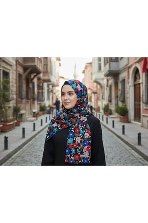 Çiçek Desenli Pamuk Eşarp– Yazlık Hafif Soft Renkli Günlük Tesettür Eşarp