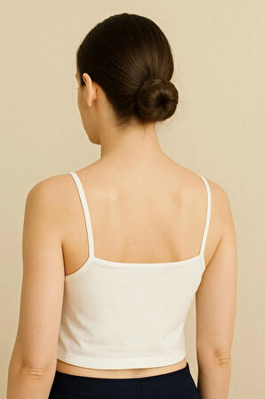 Fibula Moda Kadın Beyaz Polyester Crop