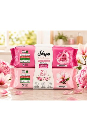 Extra Şakayık & Manolya Yüzey Temizleme Havlusu 2'li Paket 200 Yaprak Çok Amaçlı Islak Temizlik Mendili Çiçek Bahçesi Serisi