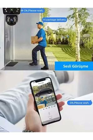 Güneş Panelli Solar 4G 6MP Dual Lens Sirenli Güvenlik Kamerası