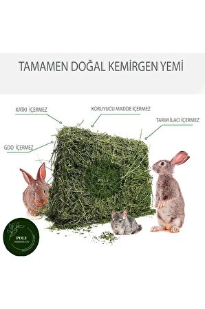 POLY Kemirgen DOĞAL KURU YONCA KEMİRGEN OTU-TAVŞAN-GİNEPİG-HAMSTER 3000 Gr