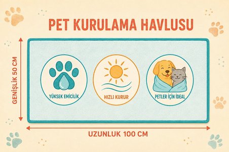 Gökova Home Poodle Joy Köpek Kurulama Havlusu Mikrofiber 50x100 cm
