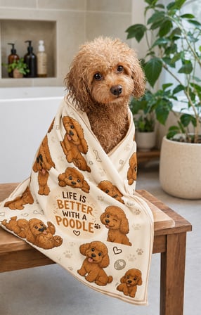 Kedi & Köpek Kurulama Havluları | Poodle Joy | Büyük Boy | Hızlı Kuruyan 60x120CM