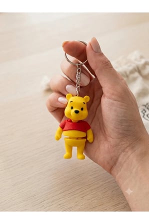 Winnie The Pooh Hareketli Ayıcık Figür Anahtarlık / Çanta Charm (7 Cm - Pla Plus)