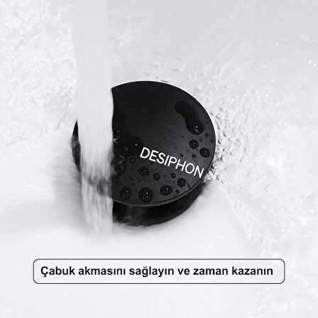 Mat Siyah Pop-Up Lavabo Gider Seti | Porselen Başlık + Körüklü Boru + Taşma Yüzüğü + Adaptör Conta