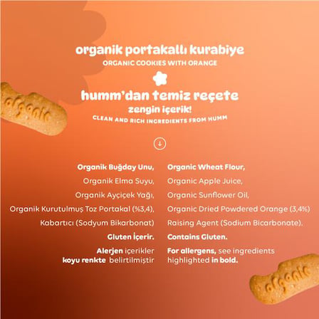 Organik Vegan Portakallı Kurabiye- 3 adet