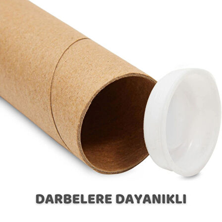 Beylini Postüp Kapaklı Silindir Kutu Karton Rulo Gönderi Poster Afiş Harita Tüpü 5 Adet 5 cm x 100 cm