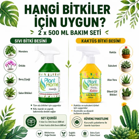 Sıvı Bitki Besini ve Kaktüs Besini Dönüşümlü Bakım Seti 2x500 ml