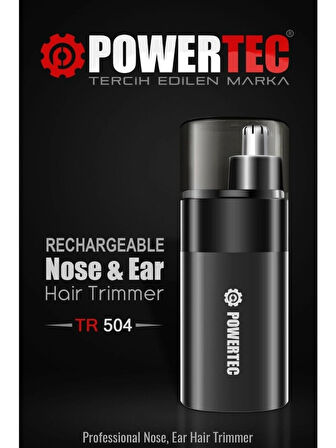 Profesyonel Şarjlı Burun & Kulak Kılı Tıraş Makinesi Powertec TR-504