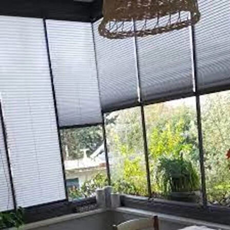 Cam balkon perdesi pilise perde katlanır stor perde GRİ